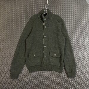 Vintage Stile Benetton Gray Wool Knit Full Button Up Jacket Men's Size XL